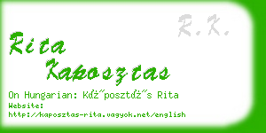 rita kaposztas business card